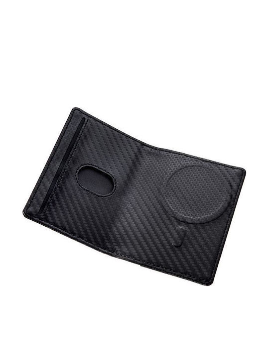 Portofel Bărbătesc din Piele pentru Carduri cu Mecanism Slide Negru