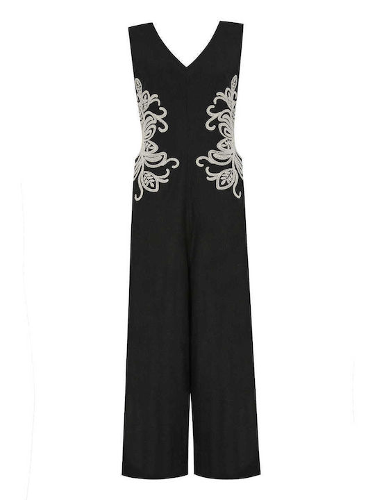 Women's Sleeveless Black One-piece Jumpsuit