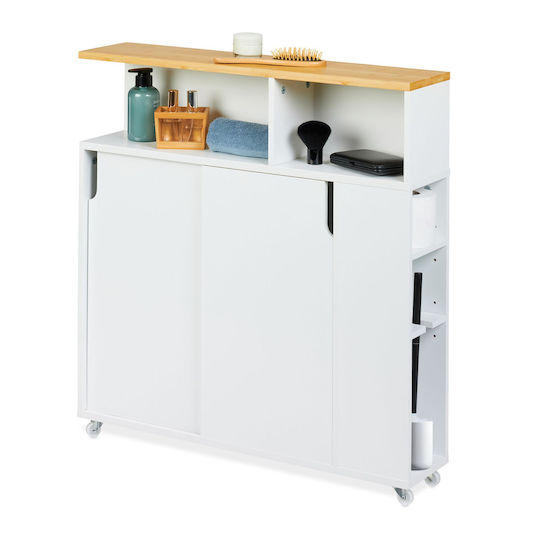 Relaxdays Dulap De Baie 75x17x79cm Lemn Natural
