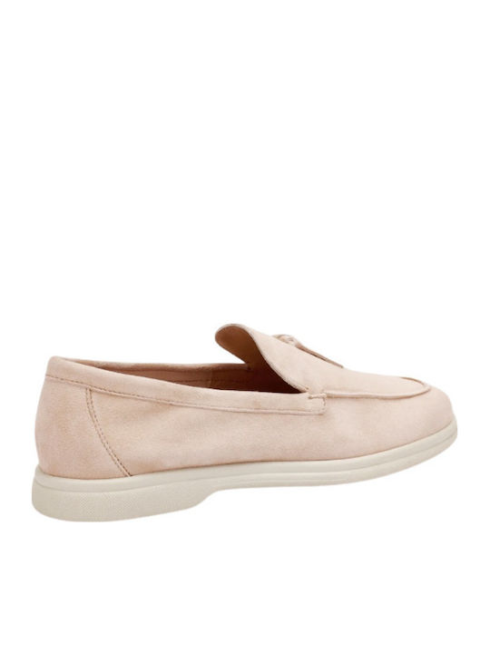 Δερμάτινα Γυναικεία Loafers σε Μπεζ Χρώμα
