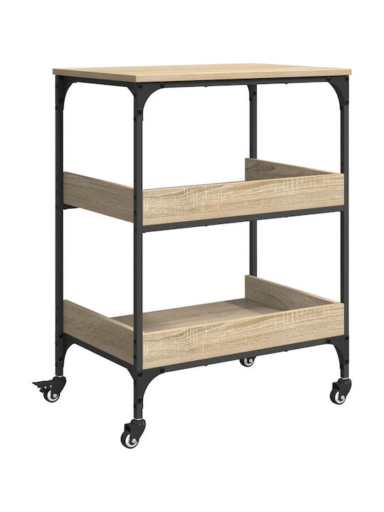 vidaXL Τρόλεϊ Κουζίνας Ξύλινο 3 Θέσεων Καφέ 60x41x80.5cm