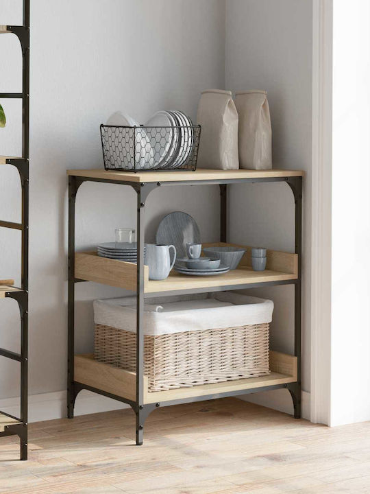 vidaXL Τρόλεϊ Κουζίνας Ξύλινο 3 Θέσεων Καφέ 60x41x80.5cm