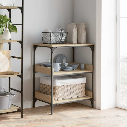 vidaXL Wooden Kitchen Trolley 3 Tiers Brown 60x41x80.5cm