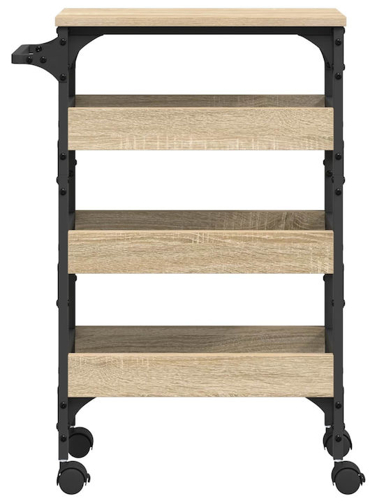 vidaXL Wooden Kitchen Trolley 3 Tiers Brown 53x20x76cm