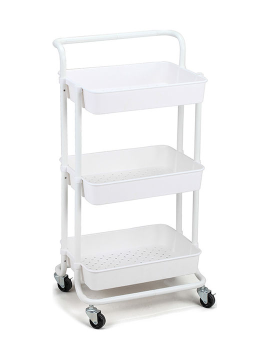 Vesta Home Kitchen Trolley Metallic 3 Tiers White 43x34x85.5cm