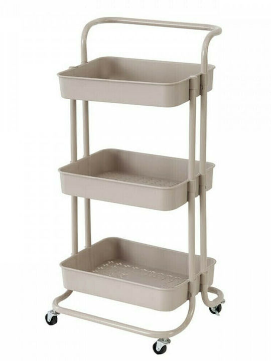 Ankor Metal Kitchen Trolley 3 Tiers Beige 43x36x86cm