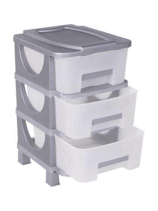 Homeplast Βέστα Συρταριέρα Πλαστική 3 Θέσεων Γκρι 42x38x60cm