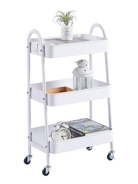 Next Metallic Kitchen Trolley 3 Tiers White 41x33x80cm