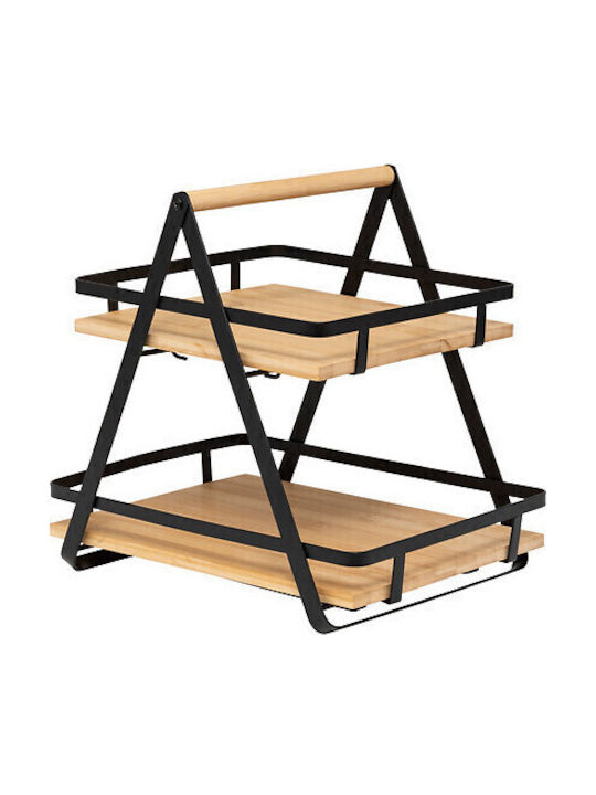 5Five Wooden Kitchen Organizer Rack in Black Colour 22.5x30.5x29cm