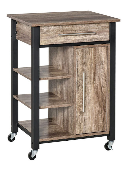 HomCom Τρόλεϊ Κουζίνας Ξύλινο 5 Θέσεων Καφέ 60x50x84.5cm