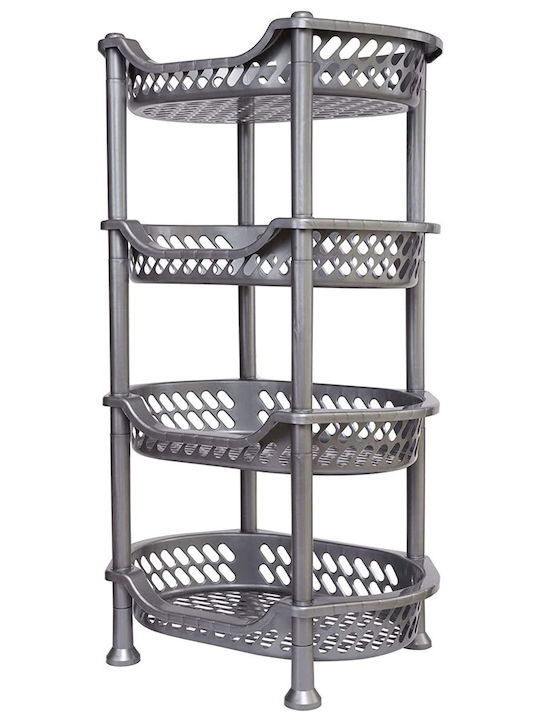 Chios Hellas Plastic Kitchen Trolley 4-Tier Gray 41x30x76cm