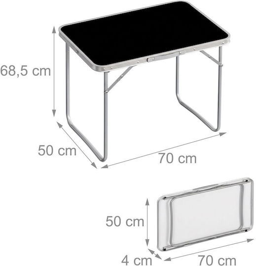 Relaxdays Tabel Pentru Camping Pliabil 68.5x70x50cm Negru