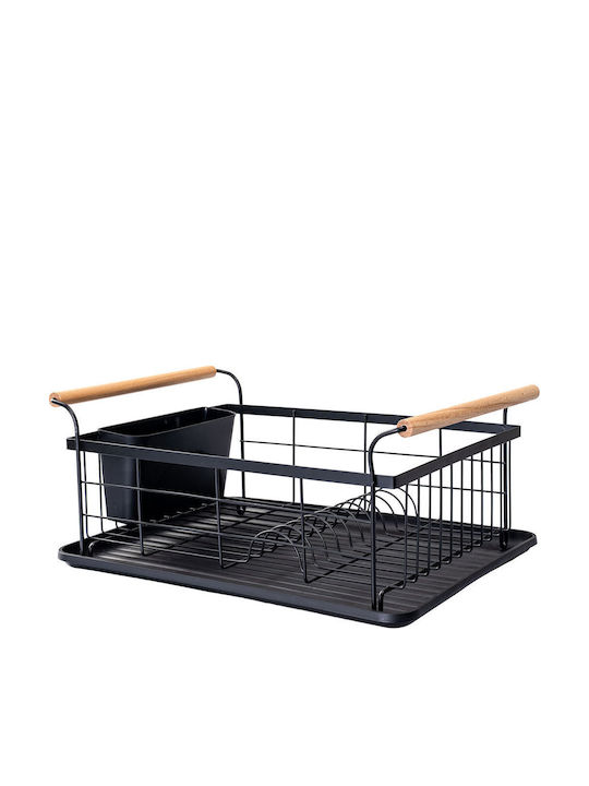 Estia Bamboo Essentials Στραγγιστήρι Νεροχύτη Μεταλλικό Μαύρο 44x32x20cm