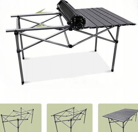 Τραπέζι Αλουμινίου για Camping Πτυσσόμενο 95x55x50cm Μαύρο