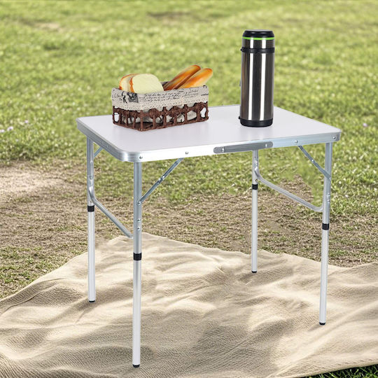 Relaxdays Masă de Camping din Aluminiu Pliabilă 70x55x75cm Albă