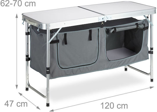 Relaxdays Aluminum Table for Camping Folding 70x47x120cm Silver