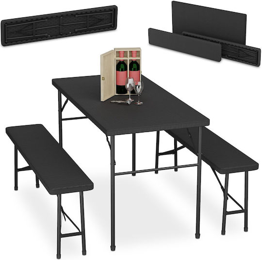 Relaxdays Σετ Τραπεζιού για Camping Πτυσσόμενο 73x61x120cm 3τμχ