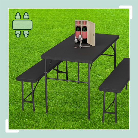 Relaxdays Σετ Τραπεζιού για Camping Πτυσσόμενο 73x61x120cm 3τμχ