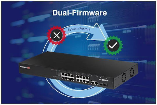 Edimax IGS-5218PLC Управляем L2 PoE+ Превключвател с 16 Gigabit (1Gbps) Ethernet порта