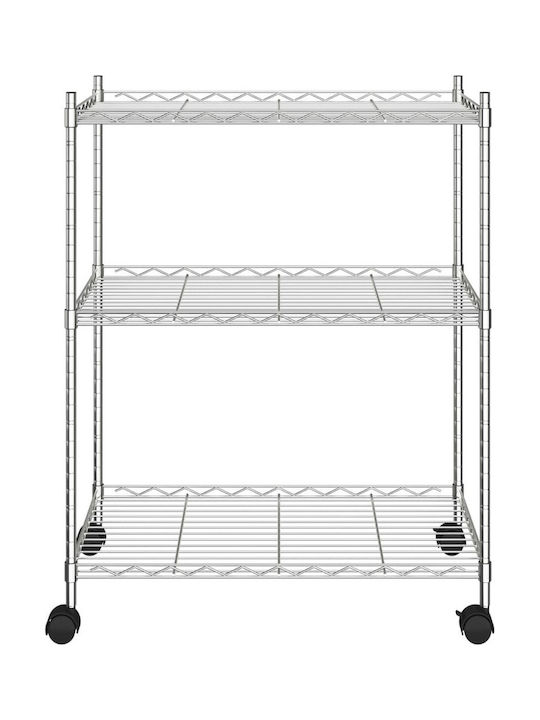 vidaXL Metallic Kitchen Trolley 3 Tiers Silver 60x35x81cm