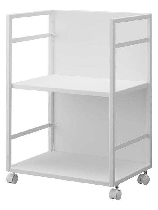 Yamazaki Metallisches Küchenwagen Mit 2 Ebenen Weiß 32x42x60cm