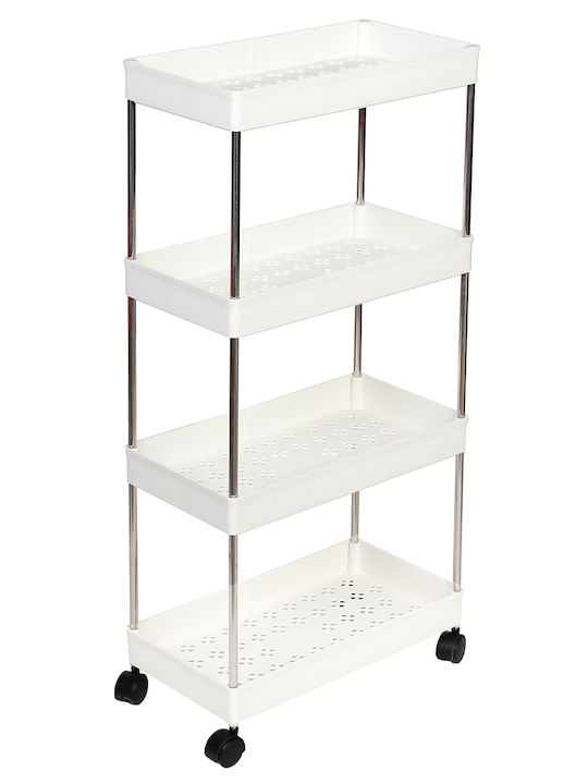 Keskor Metal Kitchen Trolley 4 Tiers White 40x22x88cm