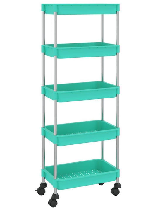 vidaXL Metallic Kitchen Trolley 5 Tiers Green 40x22x116cm