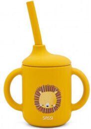 Sassi Junior Baby- und Kleinkindbecher mit Griffen und Strohhalm aus Silikon 120ml für 6 Monate+