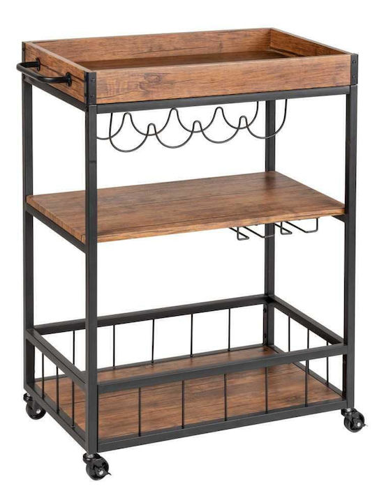 Wenko Wooden Kitchen Trolley 3 Tiers Brown 80x40x89.5cm