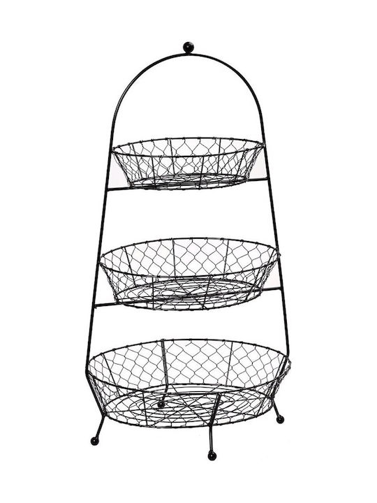 Espiel Metallic Kitchen Rack 3 Tiers Black 34x26x65cm
