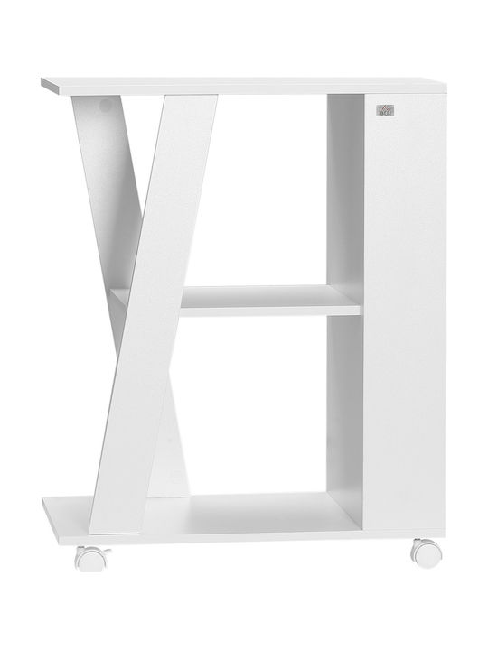 HomCom Wooden Kitchen Trolley 2 Tiers White 60x38x77cm