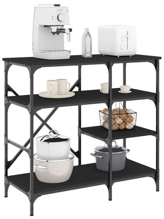vidaXL Kitchen Rack Metallic 4 Tiers Black 90x40x84cm