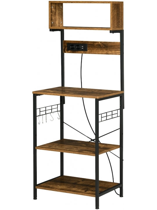 HomCom Ραφιέρα Κουζίνας Μεταλλική 4 Θέσεων Καφέ 60x42x153cm