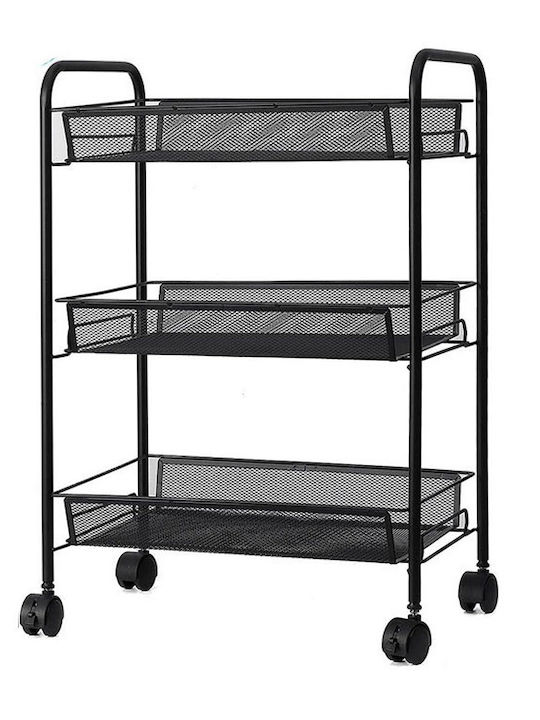 Verk Group Metallic Kitchen Trolley 3 Tiers Black 44x27x64cm