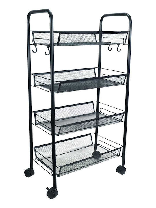 Uncle George Kitchen Trolley Metallic 4 Tiers Black 44x25x85cm