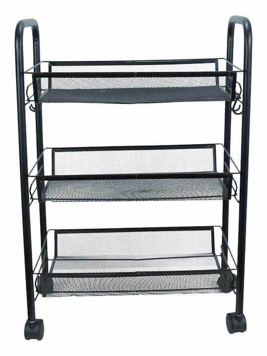 Uncle George Kitchen Trolley Metallic 3 Tiers Black 44x25x65cm