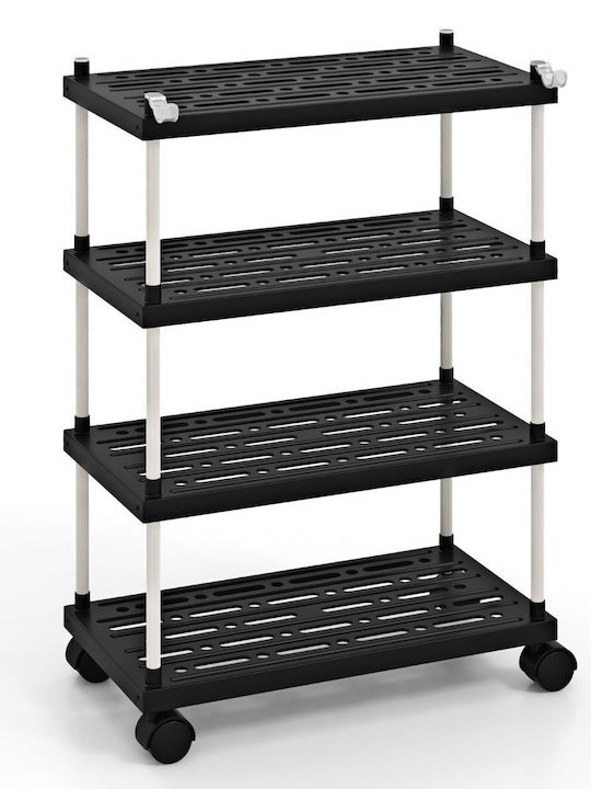 Costway Kitchen Trolley Plastic 3 Tiers Black 40x21x59.5cm