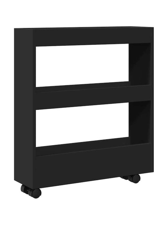 vidaXL Τρόλεϊ Κουζίνας Ξύλινο 3 Θέσεων Μαύρο 60x18x70cm