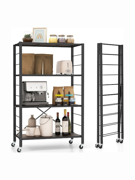 Costway Τρόλεϊ Κουζίνας Πλαστικό Μαύρο 76x36x122cm