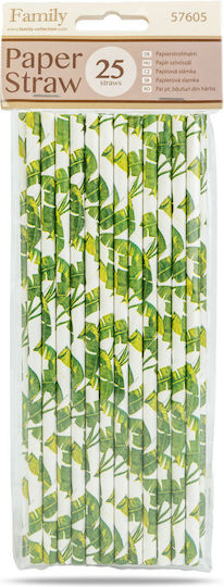 Jungle Pattern Paper Straws 25 Pcs 197 Mm Eco-friendly Drinks Cocktails Parties