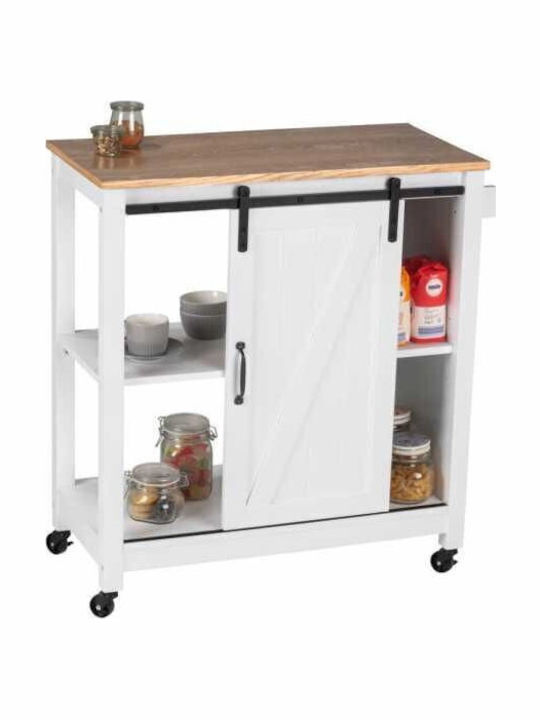 Wenko Wooden Kitchen Trolley 4 Tiers Green 80x40x88.5cm