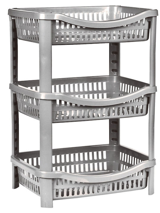 Viomes Kitchen Rack Plastic 3 Tiers Silver 41x31.5x57cm