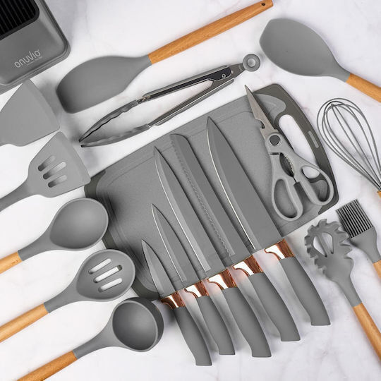 SPV Cooking Utensil Set Made of Silicone With Stand 19 Pieces Black