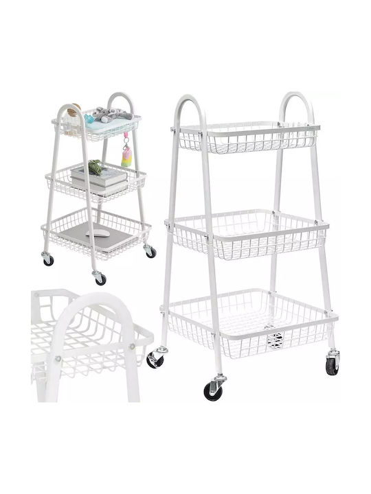 Verk Group Metallic Kitchen Trolley 3 Tiers Black 40x32x78cm