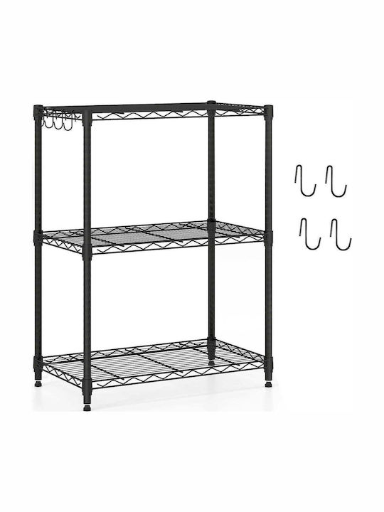 Costway Kitchen Rack Metallic Black 3 Tiers 59x34x79cm
