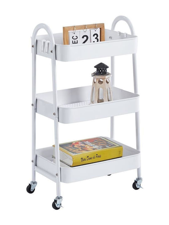 Next Next Kitchen Trolley Metallic 3 Tiers White 42.5x29.5x75cm