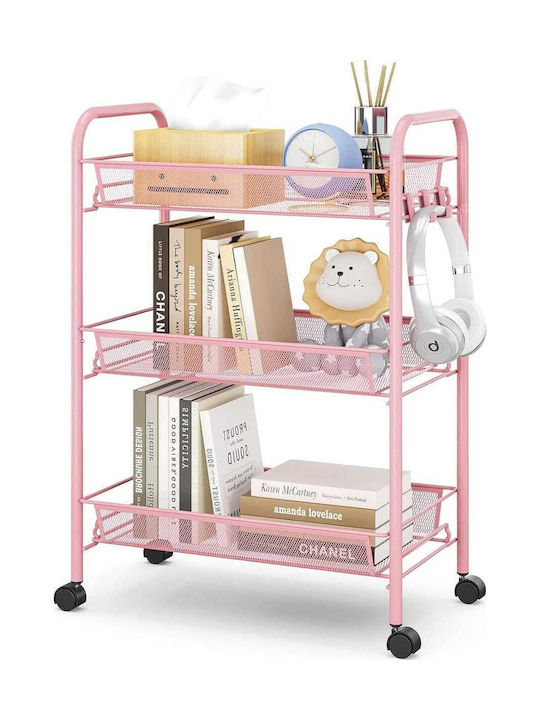 Metallisches Küchenwagen Mit 3 Ebenen Rosa 42x25.5x64cm