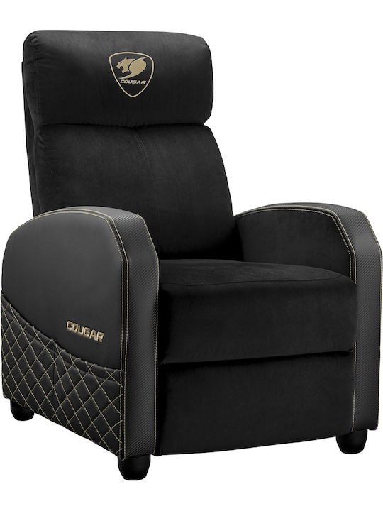 Cougar Ranger Elite Gold Υφασμάτινη Καρέκλα Gaming με Υποπόδιο Μαύρη