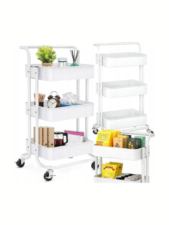 Verk Group Kitchen Trolley Metallic 3 Tiers White 40x36x76cm