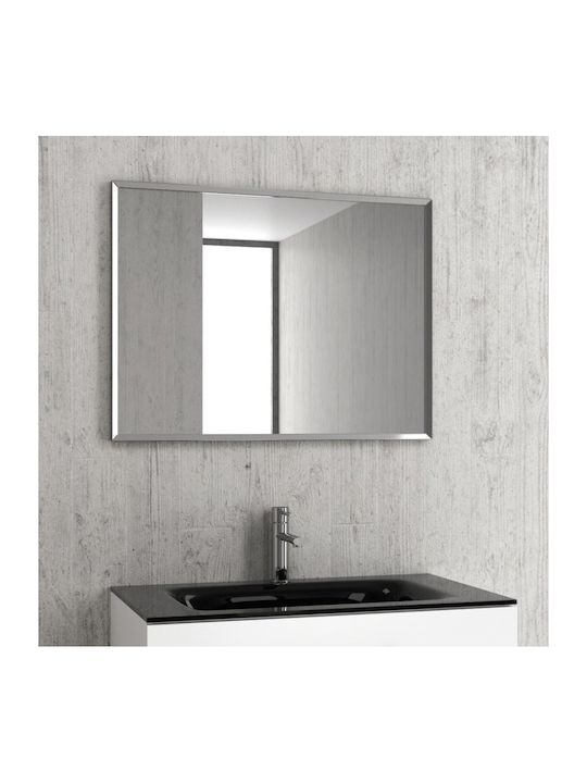 Karag Rectangular Bathroom Mirror made of Stainless Steel 80x60cm Silver